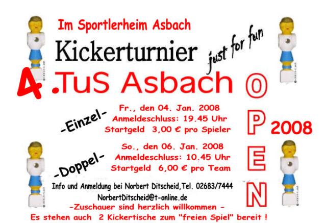 wer wird TuS Asbach OPEN Sieger 2008
