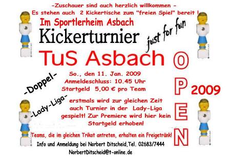 TuS Asbach OPEN 2009 auch mit einer Lady-Liga
